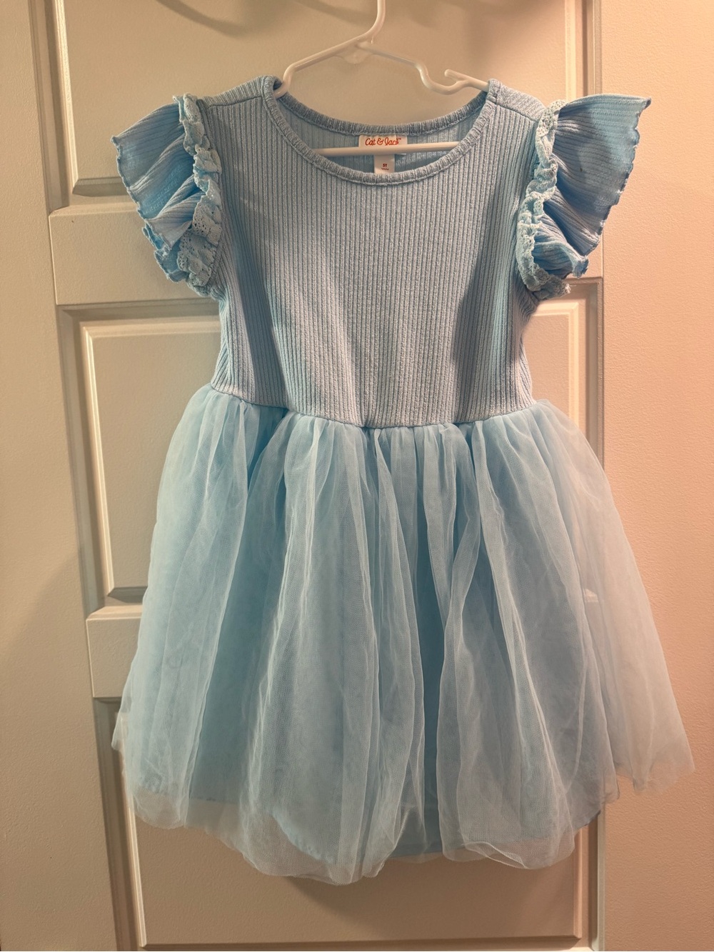Cat & Jack Sky Blue Tulle Ruffle Sleeve Dress Costume